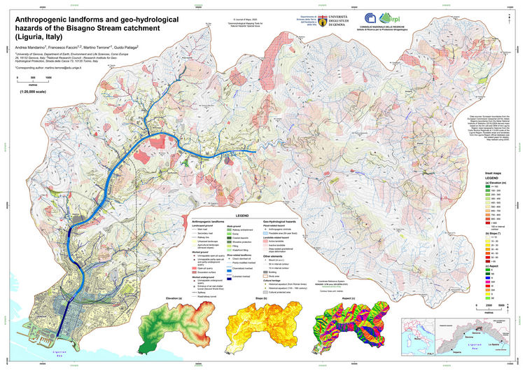Anthropogenic landforms and geo-hydrological hazards of the Bisagno Stream catchment (Liguria, Italy)