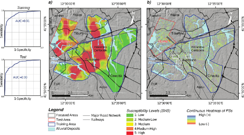 a-Sinkhole-Susceptibility-map-ROC-curves-and-related-AUC-values-obtained-in-the