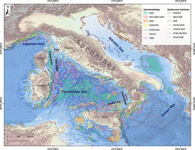 EMODnet collation of geological events, a few examples from Italian seas